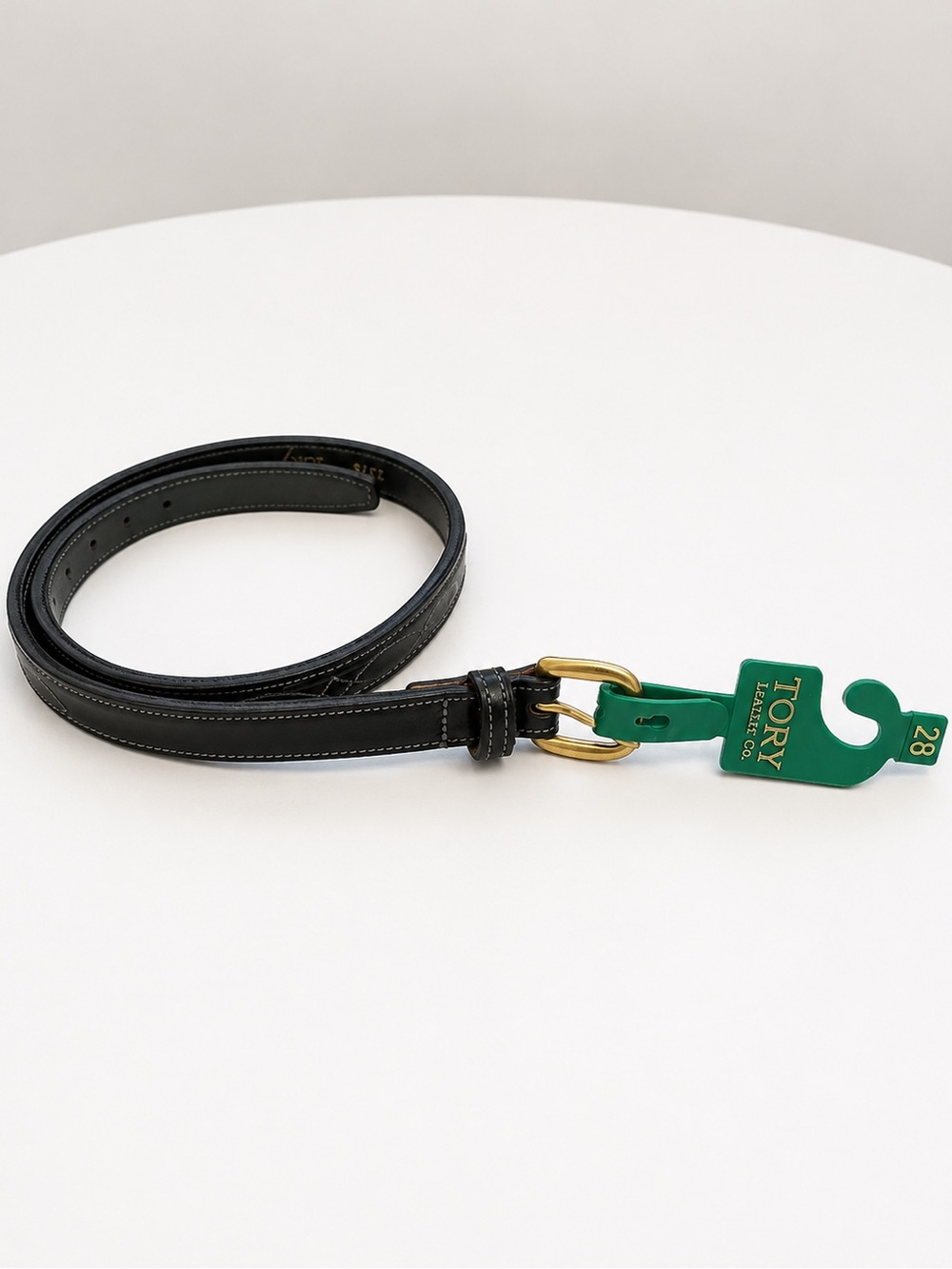 Tory Leather Co. Vintage 90s Black Stitched Leather Belt 28
